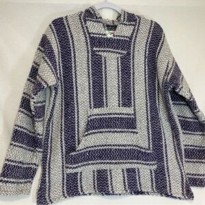 Wild Bill’s Baja Co. Baja striped Pullover Hoodie Men’s Size Small Hippie Beach